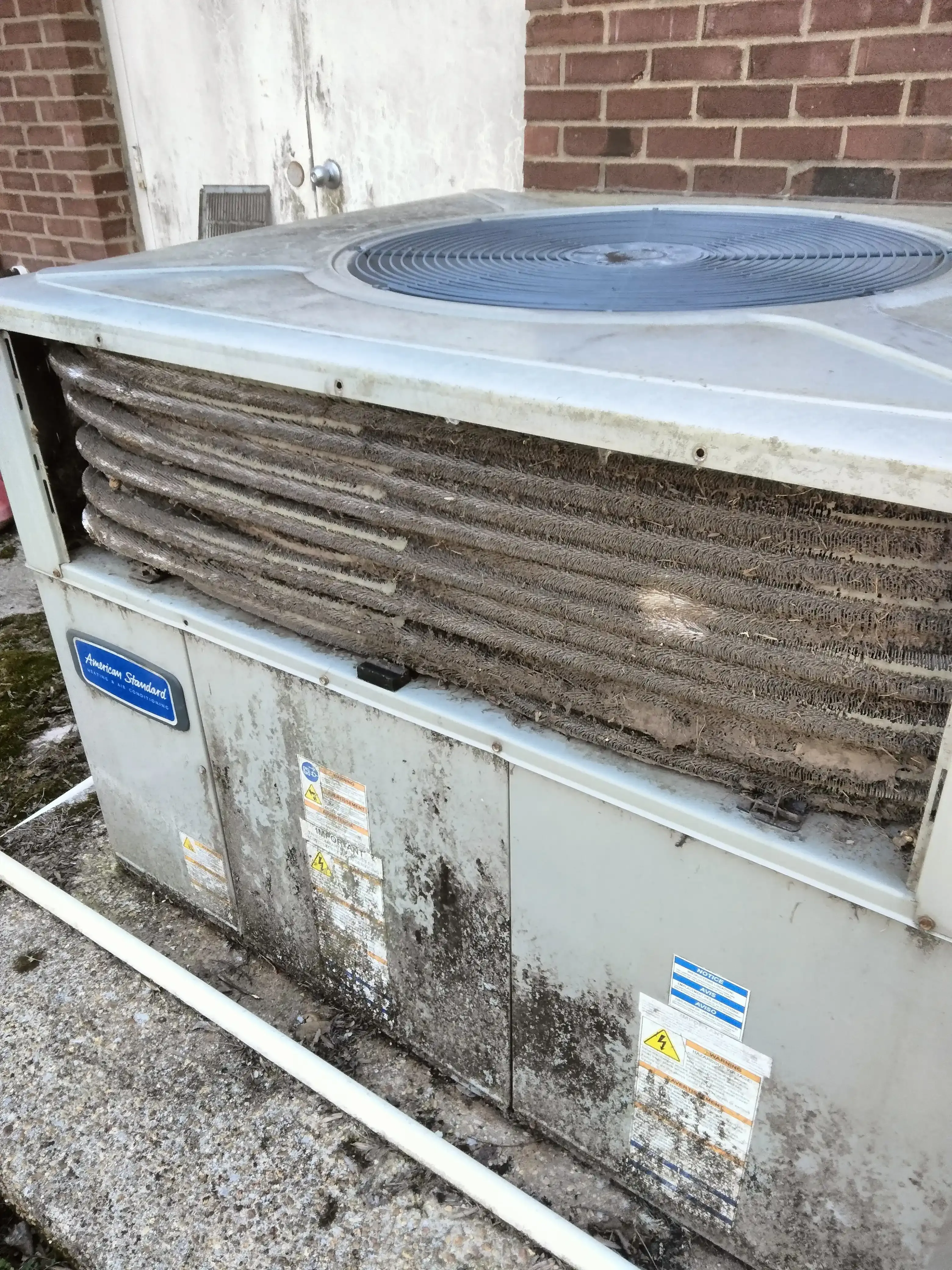 Before seasonal service - dirty HVAC unit